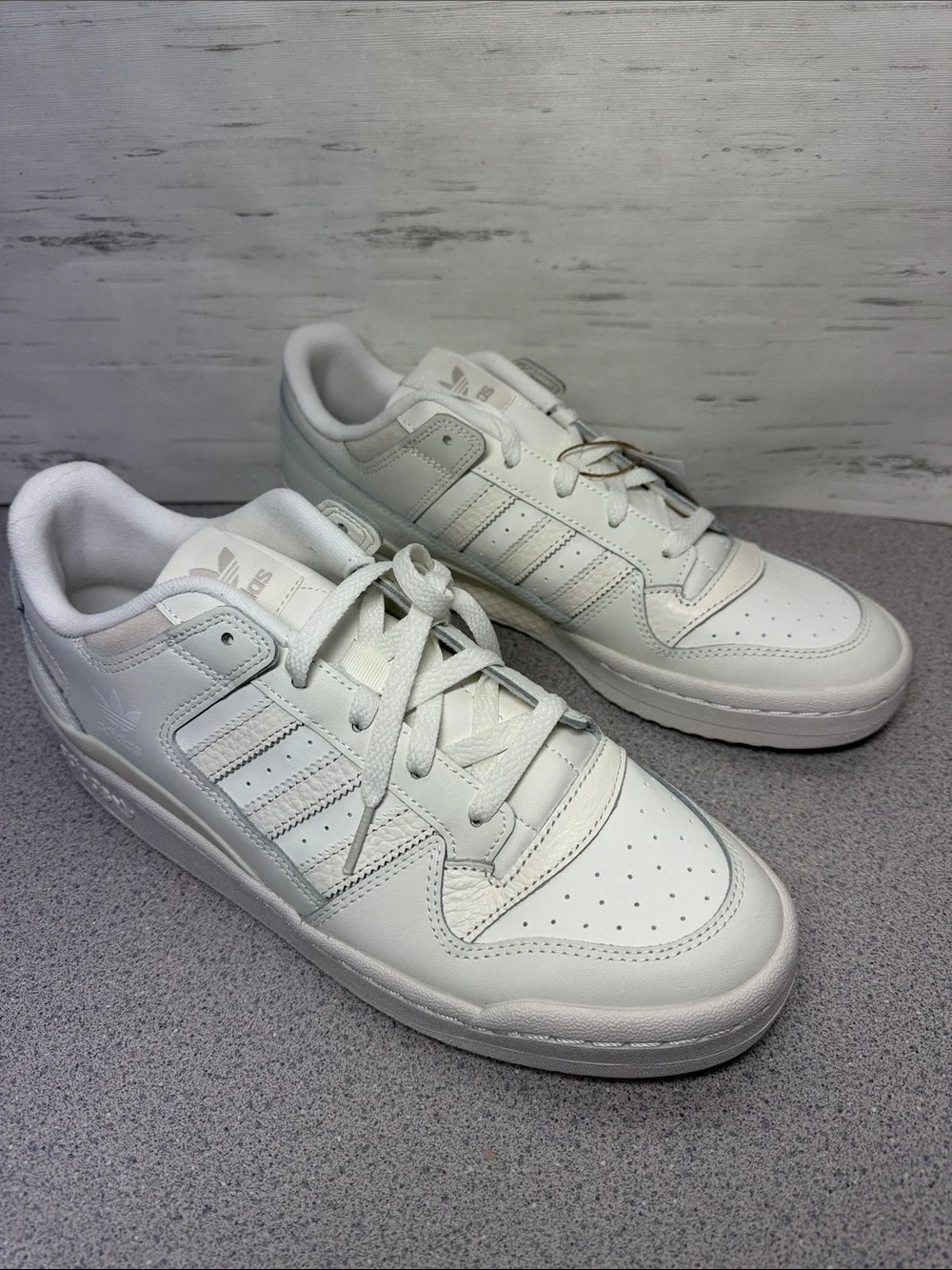 adidas White Low-Top Leather Sneakers with Subtle Cream I Accents